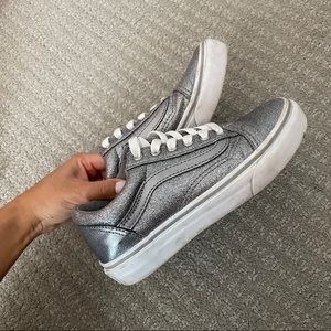 Vans Old Skool silver sparkle shoes - kids size 2